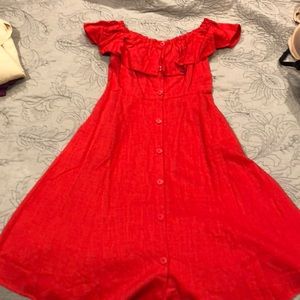 Red off shoulder dress, size s